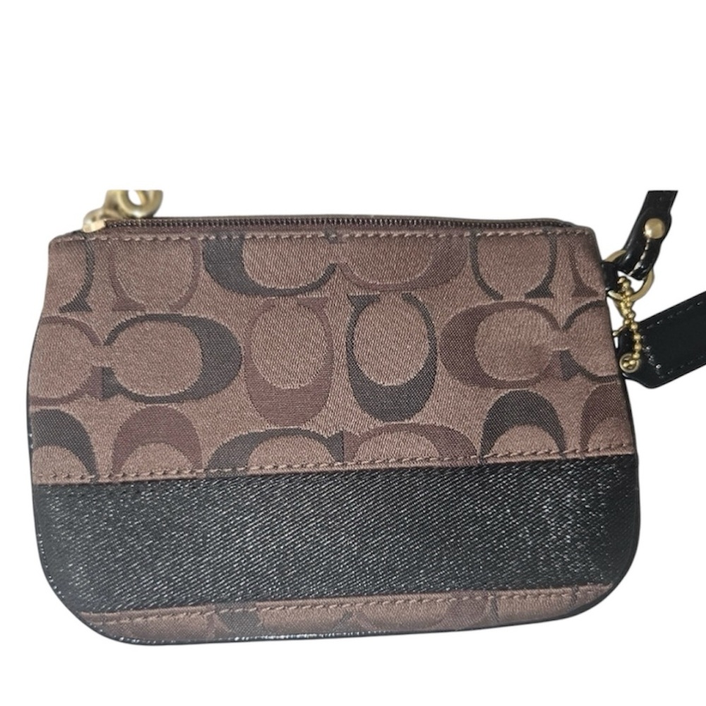 Coach Signature Brown & Black Wristlet With Hangtag - Picture 4 of 10